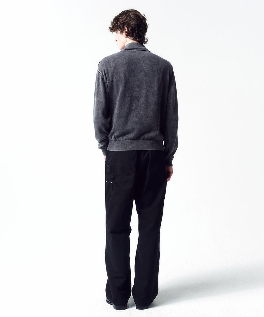 Insilence Stone Washed Knit Zip-Up Washed Grey