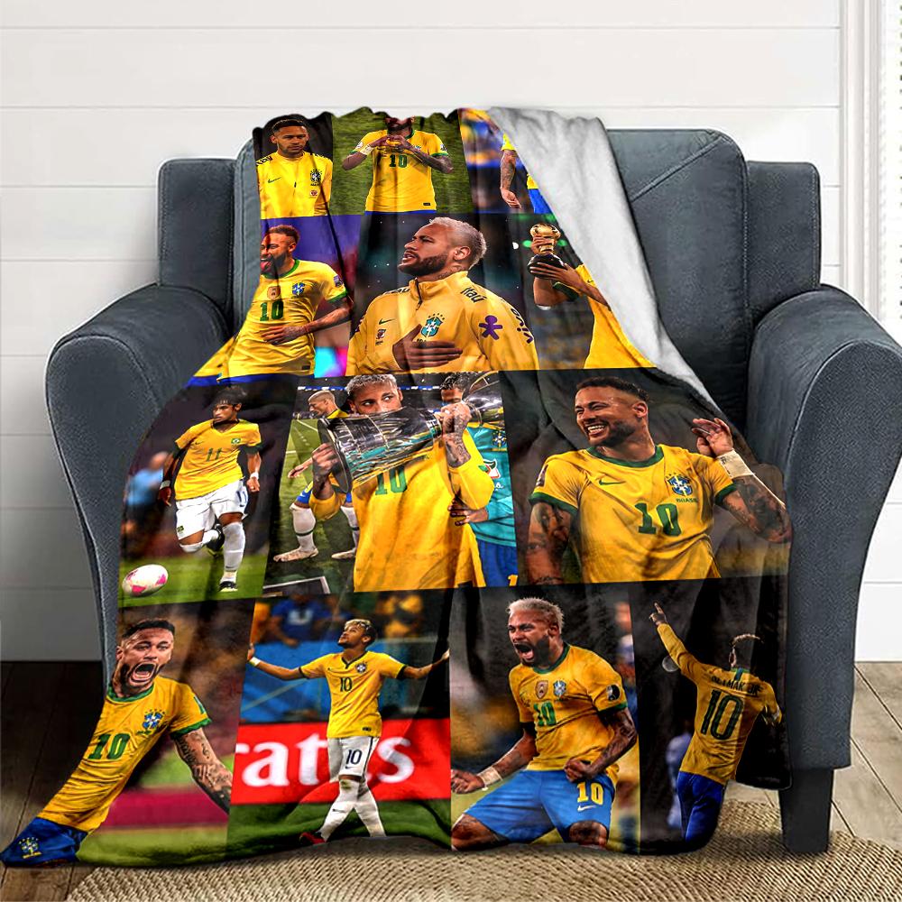 Football Legend Celebration Pose printed flannel breathable and warm blanket, a stylish home gift, suitable for home, office and bedspread use. 15a138