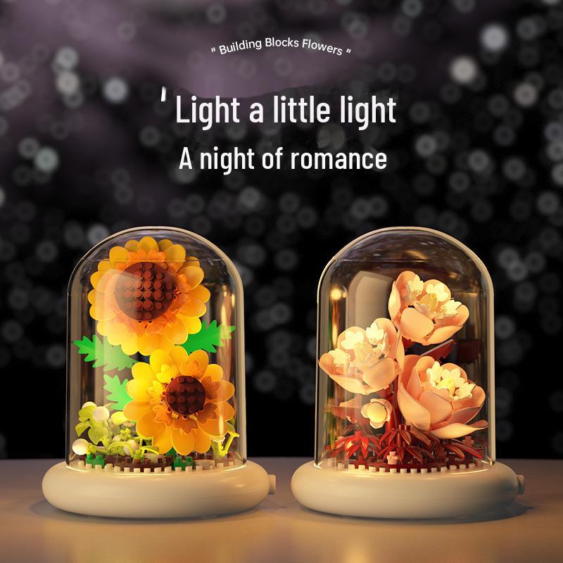 Luminous Micro-Particle Flower Building Blocks - Educational Toy & Gift for Girls