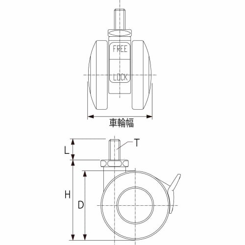 TRUSCO Screw-in Twin Wheel Caster Nylon Wheel with Swivel Stopper 40 M8 TDNS40-M8