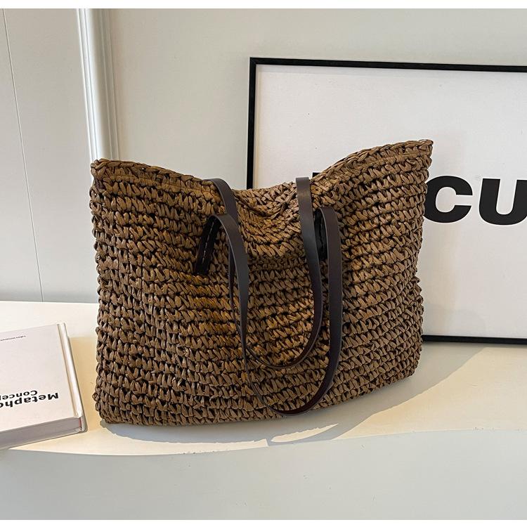 

Соломенная сумка Новая пляжная плетеная соломенная сумка Наплечная женская сумка Простая вместительная повседневная сумка для отдыха и путешествий