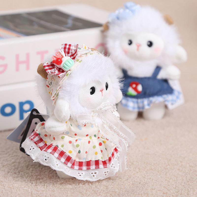 New Polyester Plush Toy Cute Pastoral-Style Little Sheep Doll Birthday Gift Dressed-Up Decorative Ornament