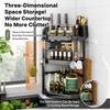 Kitchen Corner Storage Rack No-Drill Countertop Organizer Modern Minimalist Carbon Steel
