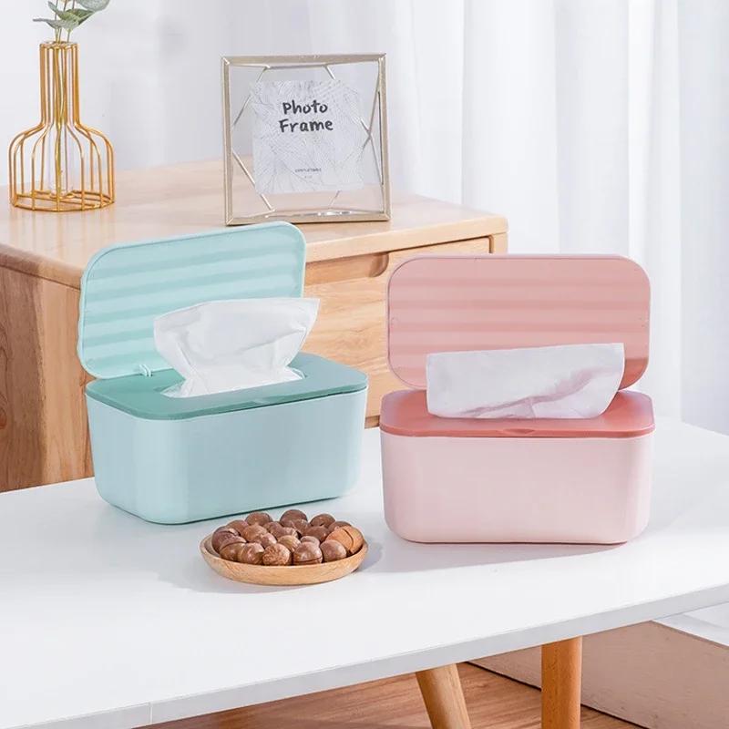 Home Kitchen Tissue Paper Dispenser Storage Organizer Tissue with Cover Square Wet Wipes Case Napkins Toilet Paper Container