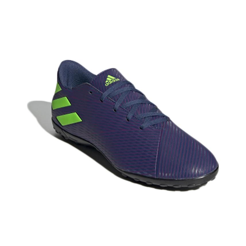 Adidas Messi 19.4 Round Toe Comfortable TF (Rubber Studs) Hard Ground Artificial Grass Soccer Shoes Men Soccer Shoes Purple Green EF1805