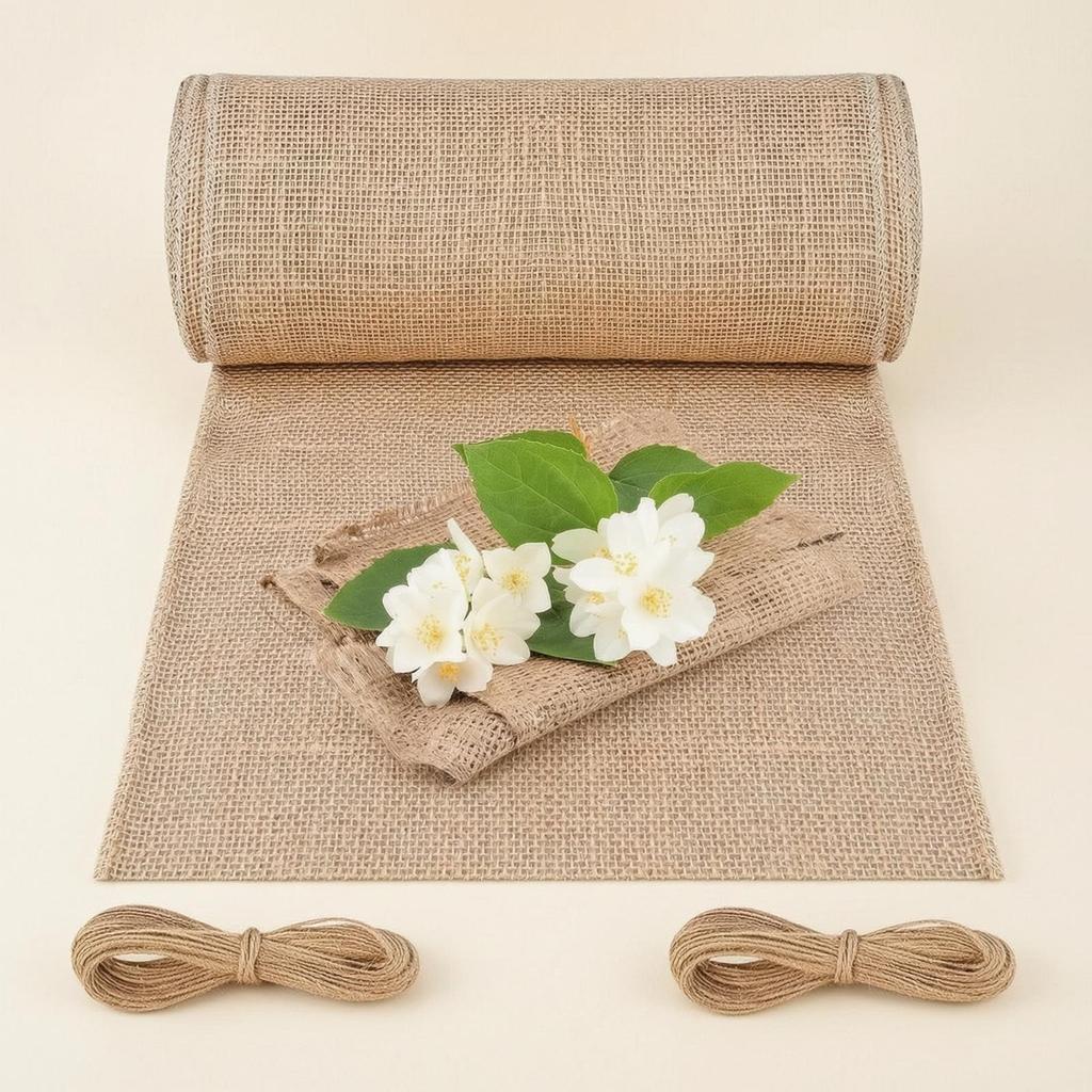 Burlap Table Runner Roll Coarse with Rope Woven for Party Planners,