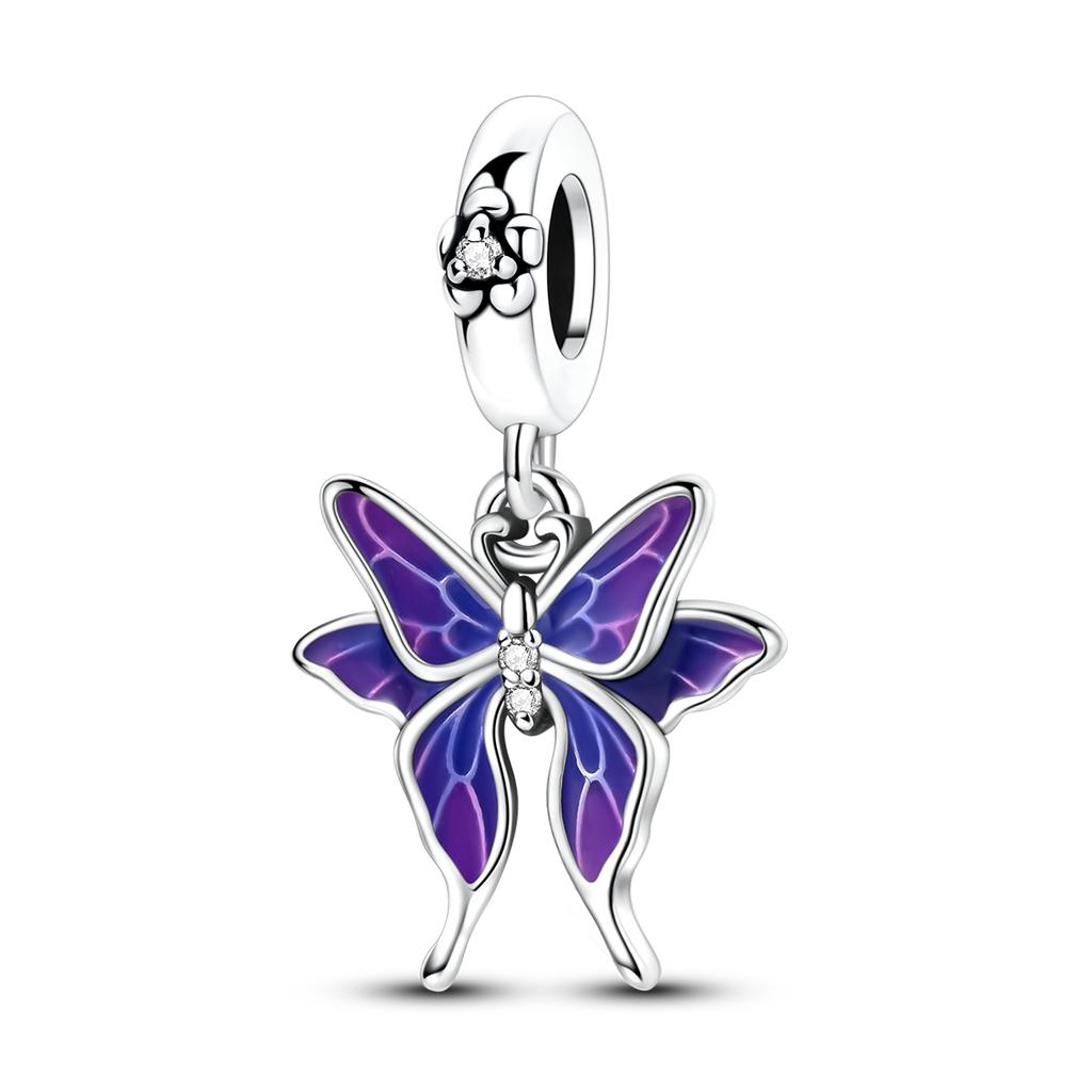 Spring Charm 925 Silver Beads Flower Butterfly Beetle Pendant Fit Bracelet Necklace DIY Lady Jewelry Gift