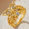 Anello Raffinato ed Elegante Fiore Farfalla per Donna, Incastonato con Zirconi Luminosi Gioielli Vintage, Regalo per Festa di Compleanno Anniversario
