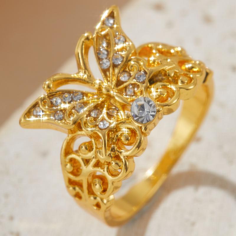

Exquisite and Elegant Butterfly Flower Ring for Women, Set with Bright Zircon Vintage Jewelry, Holiday Anniversary Party Gift 10