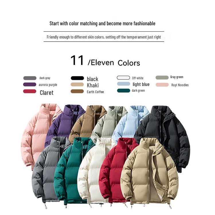 Men's 2025 Stand Collar Cotton Puffer Jacket - Winter Warm, Thick, Solid Color, Casual Coat