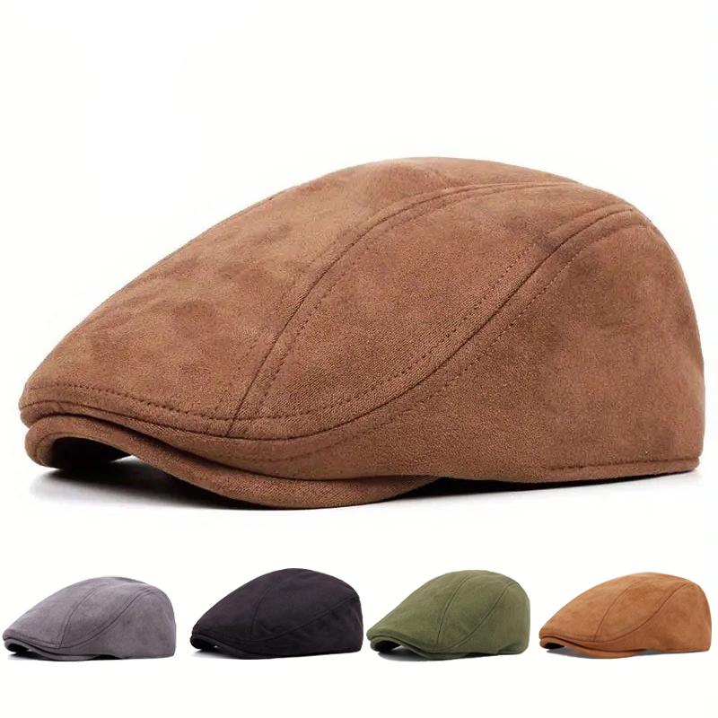 New Suede Winter Beret Hat Fashion Men Women Adjustable Newsboy Cap Flat Visor Berets Unisex Panama Hat Retro Casual Beret Gorra