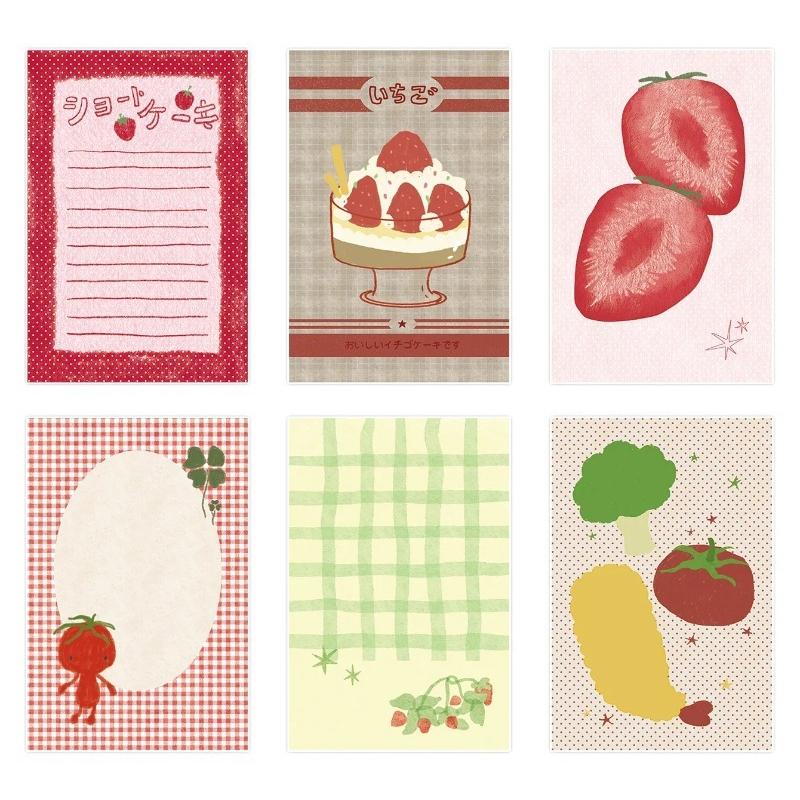 50Pcs Strawberry Memo Pads Kawaii Korean Style M5 Scrapbook Paper Journal Ins Tomato Notepad Grid Base Paper Decor Supplies