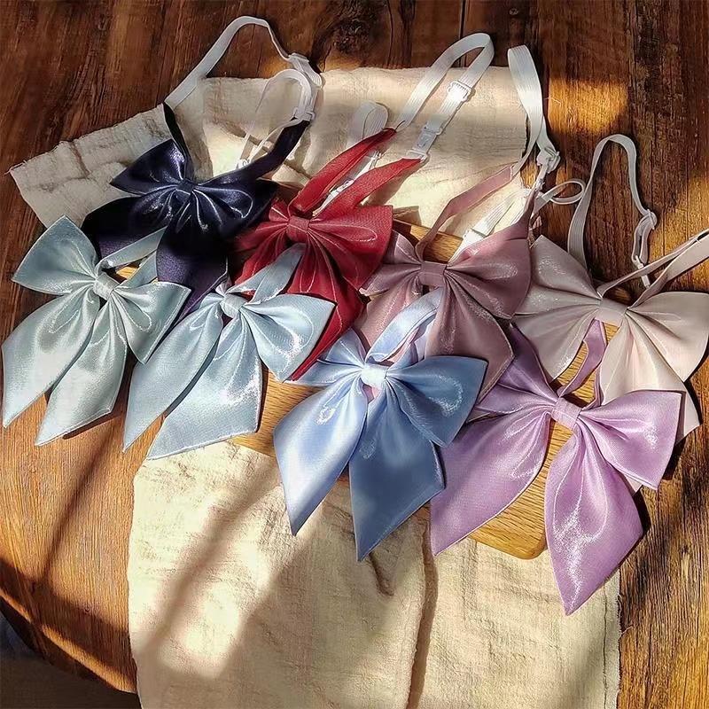 Damen Fliege im japanischen Stil für Mädchen, einfarbig, Schleife, Vintage-Seide, Krawatte, weiblich, JK-Uniform, Schmetterlingshalsband
