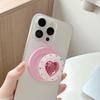 Colorful Heart Gem Rhinestone Magnetic Phone Holder with MagSafe-Compatible Retractable Finger Ring