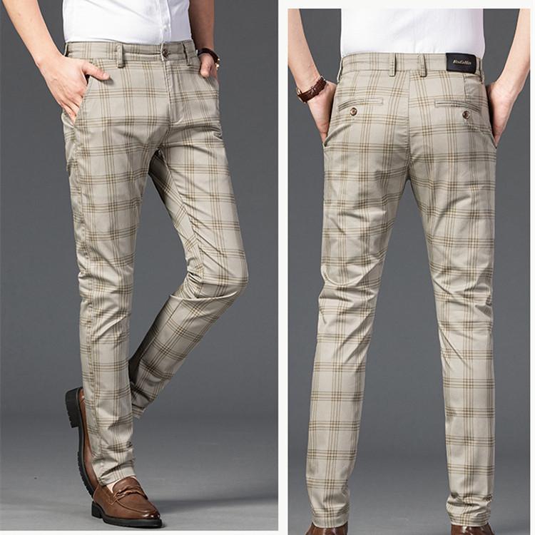 💰Köp billigt online Men's Plaid Pants Slim Straight Casual Pants