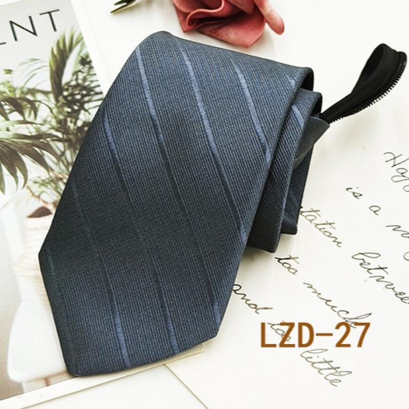 Men's Formal Business Tie with 8cm Zipper, Striped Black Tie, No Knotting Required.