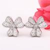 Stainless Steel Earrings with Zircon Flowers Female Crystal from Austrian Sweet Temperament Fine Jewelry Women