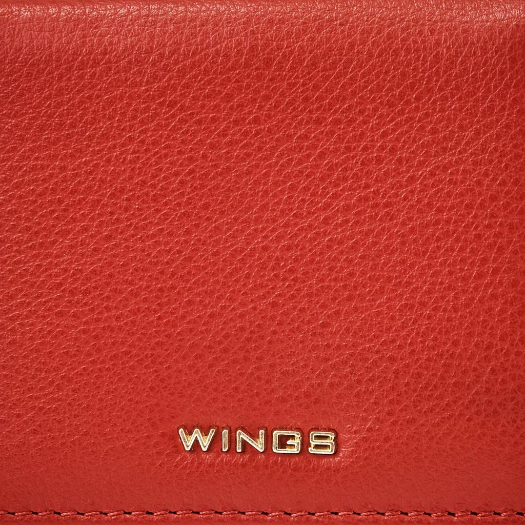 Small Women' Wallet Wings Made of Natural Leather Red