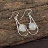 Natural Rainbow Moonstone Gemstone 925 Sterling Silver Handmade Boho Style Hook Earrings 1.90" For Her EE-57-34