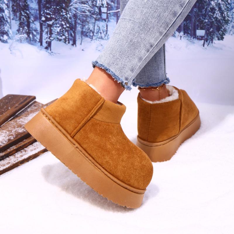 Fashion Platform Snow Boots Women's 2025 New Winter Fur Integrated Short Tube Snow Cotton