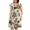 Summer Sundress Women Vintage Short Sleeve Floral Dress Robe Elegant Holiday Dress Casual O-Neck Beach Vestidos