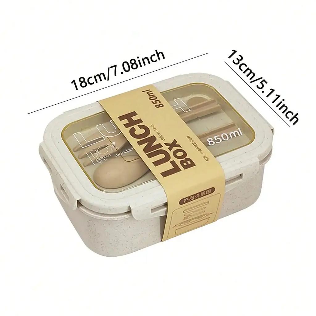 1pc Lunch Box, Lunch Box, Office Worker's Day Solid Color Square Shaped, Sealed with Tableware, Microwave Oven Meal Box