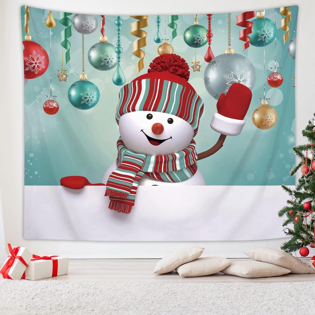 Funny Snowman Printed Winter Theme Tapestry Aesthetic Funny Wide Wall Hanging for Bedroom Living Room Dorm Home Decoration