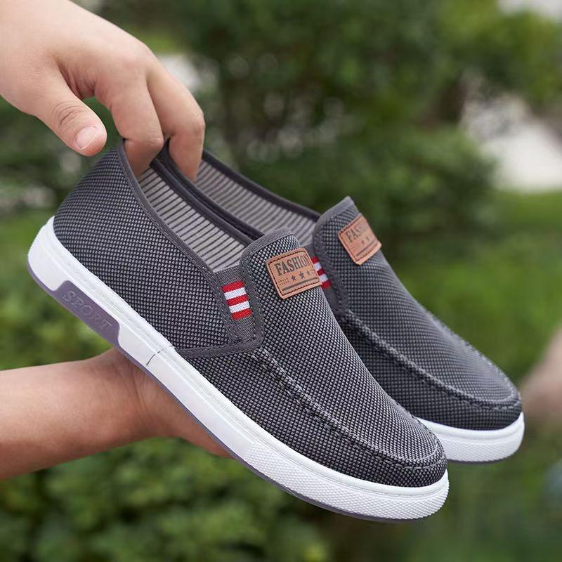 

Удобные мужские мокасины, повседневная спортивная обувь с мягкой подошвой, верх из дышащей ткани, легкая повседневная обувь 44 серый