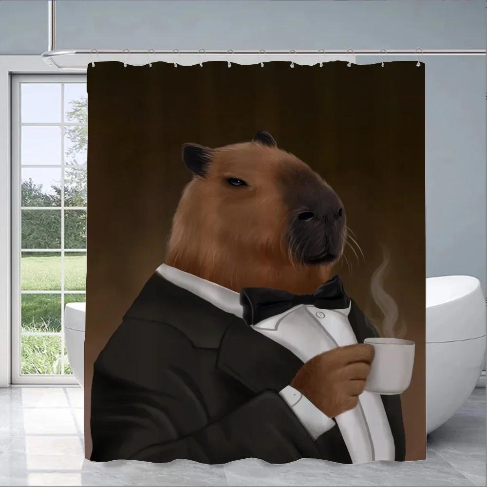 Capybara Bathroom Shower Curtain Cloth Curtains Bath Cover Waterproof Fabric Full 200x180 Curtins Funny Products Household Home