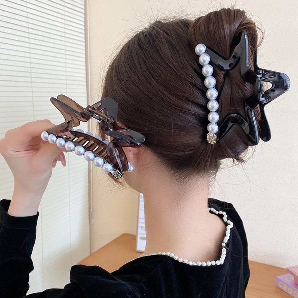 Five-Pointed Star Star Pearl Shark Clips Pentagram Star Pearl Hair Clips  Girls Gift