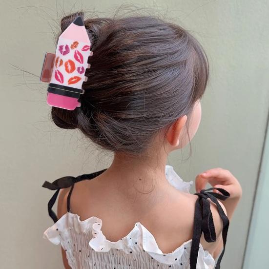 Women Hair Claw Heart Pattern Pencil Shape Hair Clip Back Head Shower Shark Hair Claw Back To School Hair Accessories