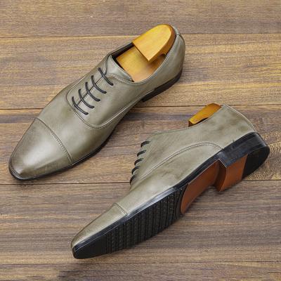 Men's Pointed Toe Lace-up Oxfords Mens Classic British Business Leather Shoes Men Retro Formal Dress Shoes