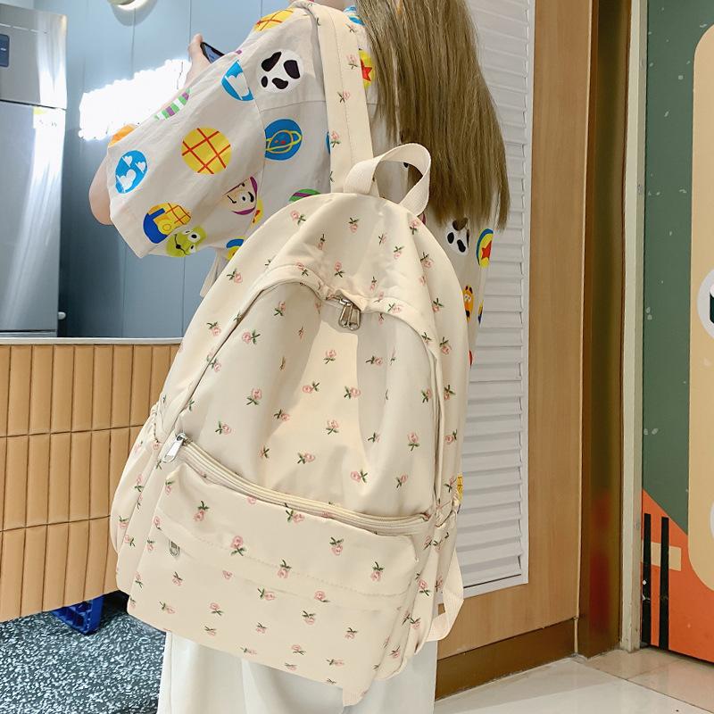 Schoolbag Printed School Bag Female High School College Student Mori Girl Backpack Harajuku Travel Backpack Female Breathable and Lightweight