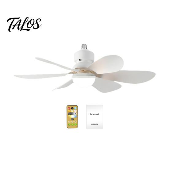 Ventilador de Teto Silencioso com Luz 42/52cm com Lâmpada LED, Soquete E27, 6 Pás, Controle Remoto 3 Cores Reguláveis para Quarto Cozinha Garagem Múltiplos