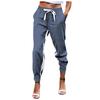 Women's Splicing Casual Tie Foot Elastic Waist String Side Pocket Pencil Pants