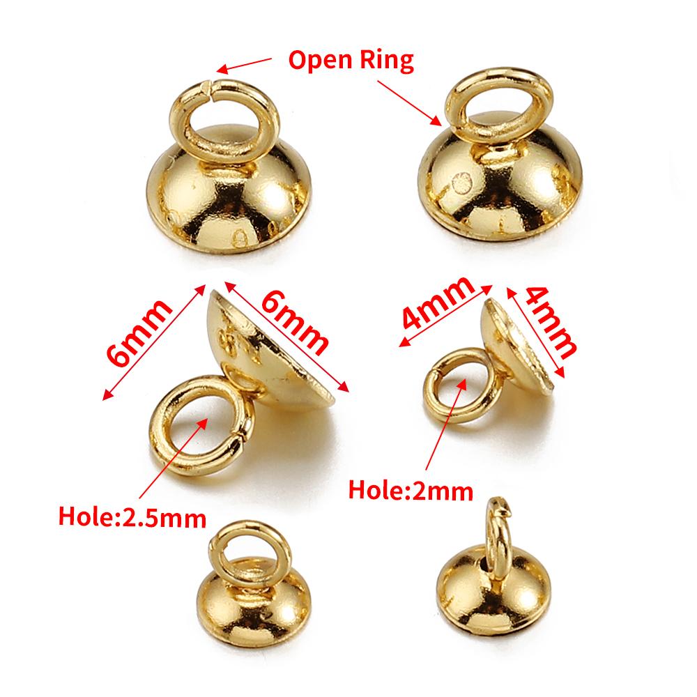 20pcs Gold Color Stainless Steel Beads End Caps Pearl Beads Charms Pendants for DIY Earrings Necklace Jewelry Making Components