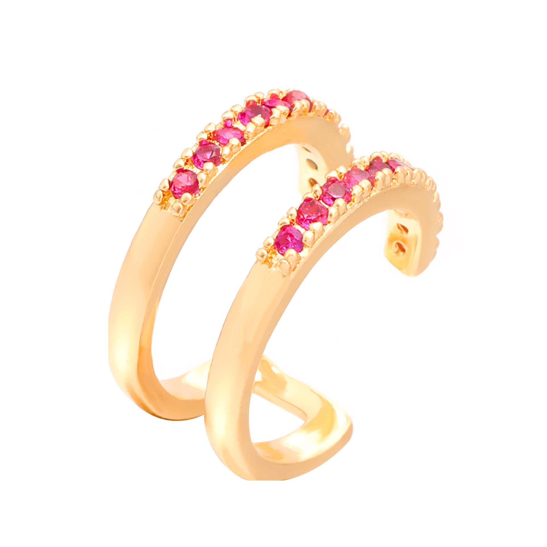 

Европейский и американский стиль Медный циркон Двухслойная манжета на ухо - Женский красочный геометрический клипса (Пирсинг не требуется)