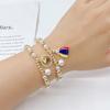 Hot Selling Pearl Chain Violin Round Heart-Shaped Venezuela Flag Stretch Bracelet: Luxury for Women Party Patriotic Jewelry Gift