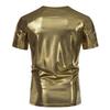 T-shirt da Uomo Lucida Metallica Estiva Casual Girocollo Manica Corta Top Magliette Nuova Moda Oro Costume di Scena Festa Disco Nightclub Tee