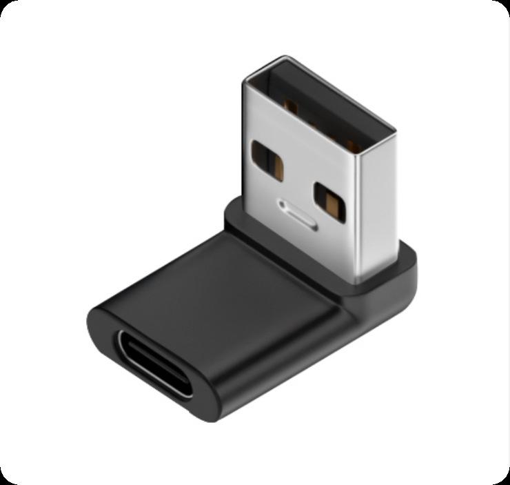 USB Type-C Adapter: Male-Female-Male-Female, 90° L/U-Shaped Thunderbolt 3 Elbow for Computers