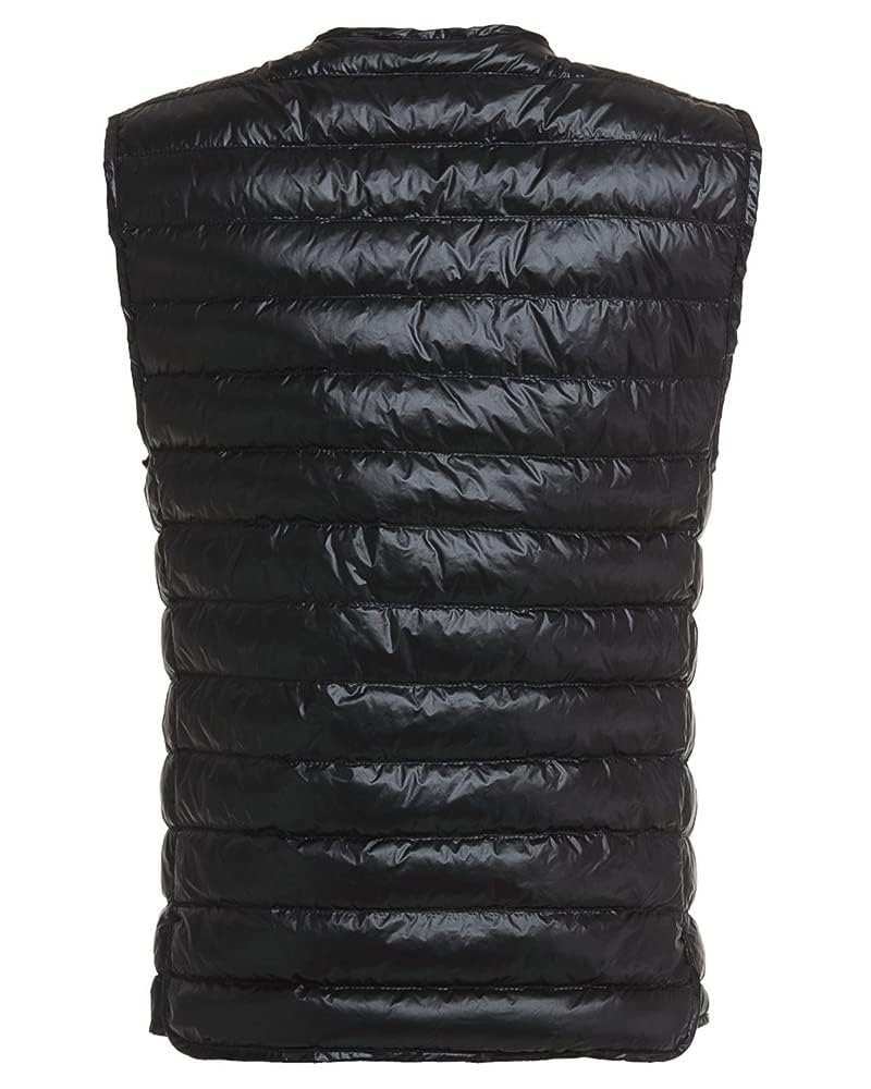MDMYXJP Collarless Down Ultralight Inner Cold Compact MD108 Men's Vest, Vest, Lightweight, Weather, Storage, (M, Black)