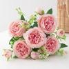 1PC Fiori Artificiali Seta Rosa Peonia Piccolo Bouquet Bianco Vasi per Casa Festa Decorazione Matrimonio Invernale Pianta Finta Economica