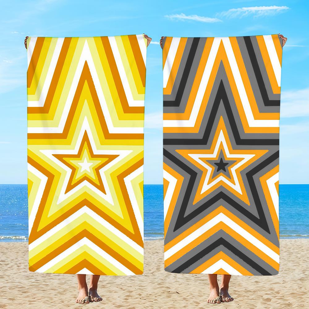 Towel Textile Bathrobe Beach Five-pointed Quick-Drying Lightweight Portable Camping Stars Concentric Swim Colorful Pool Travel
