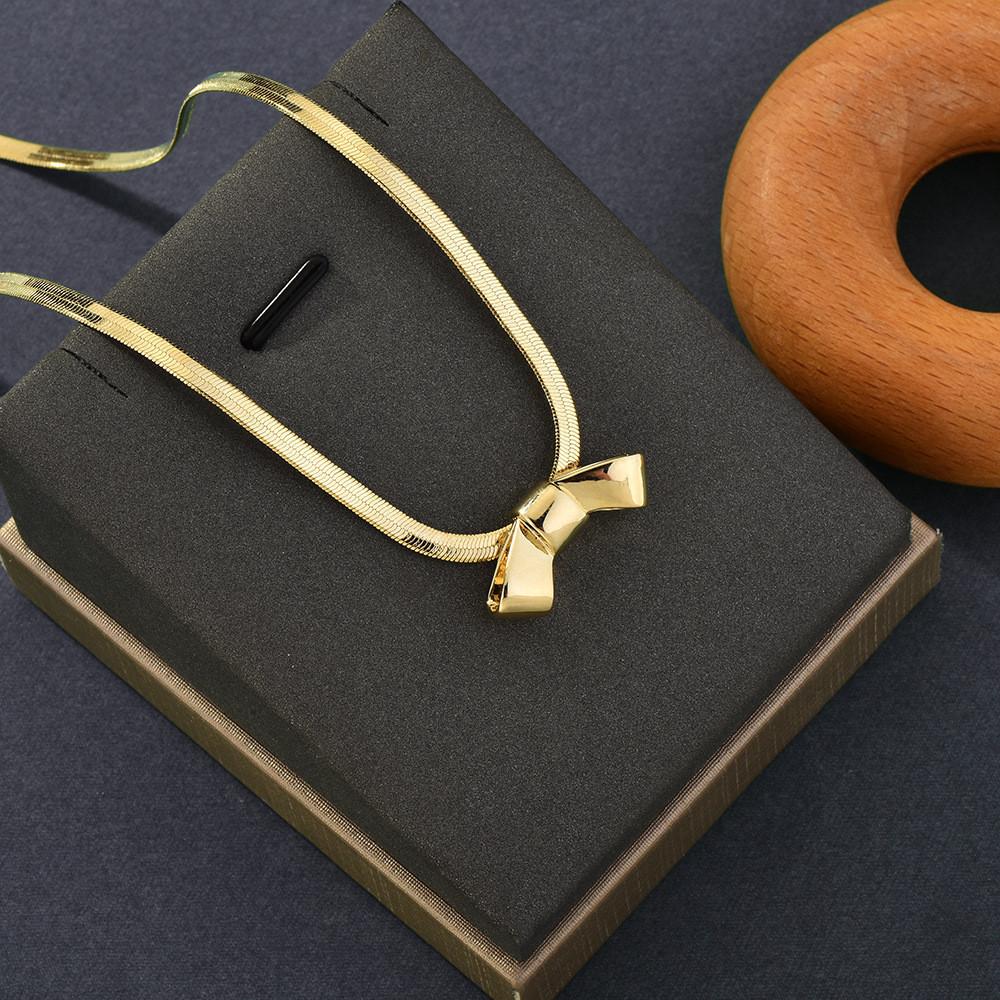 Elegant Titanium Steel Butterfly Knot Necklace With Premium Gold Finish For Women