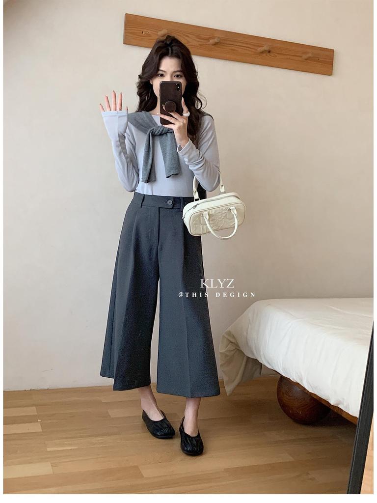 2026 Spring/Summer Wide-Leg Cropped Pants: Versatile, Fashionable, Simple Eight-Point Suit Pants