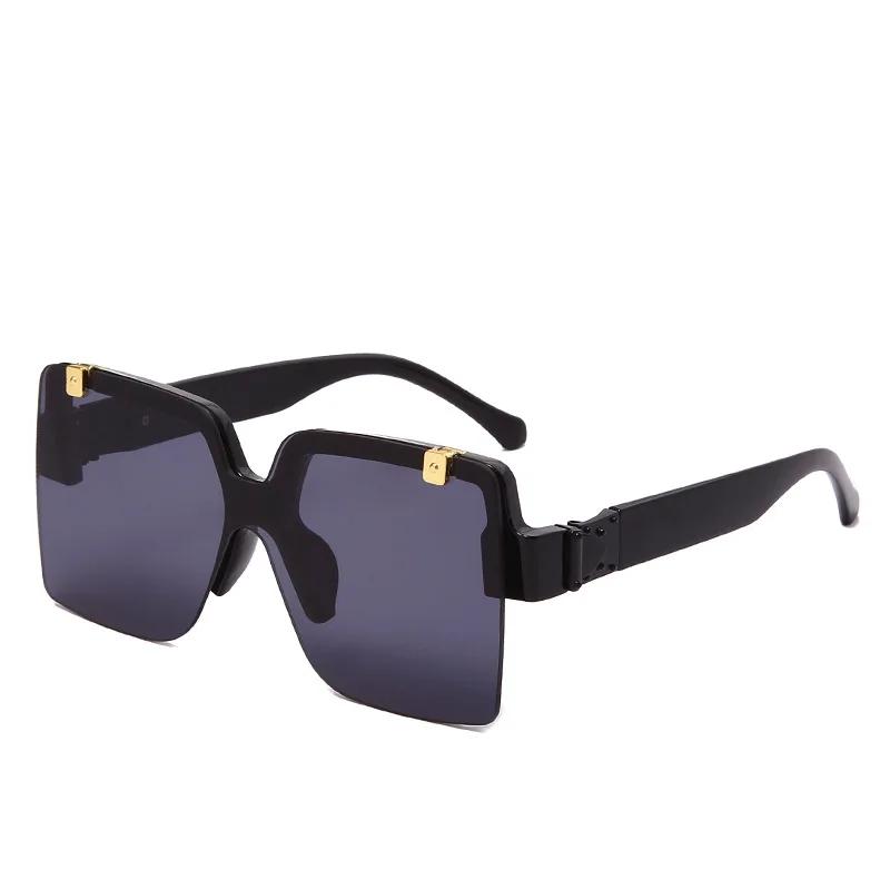 Unique Half Frame Flap Square Sunglasses For Women New Luxury Gradient Sun Glasses Men Oversized Hip Hop Uv400 Eyewear