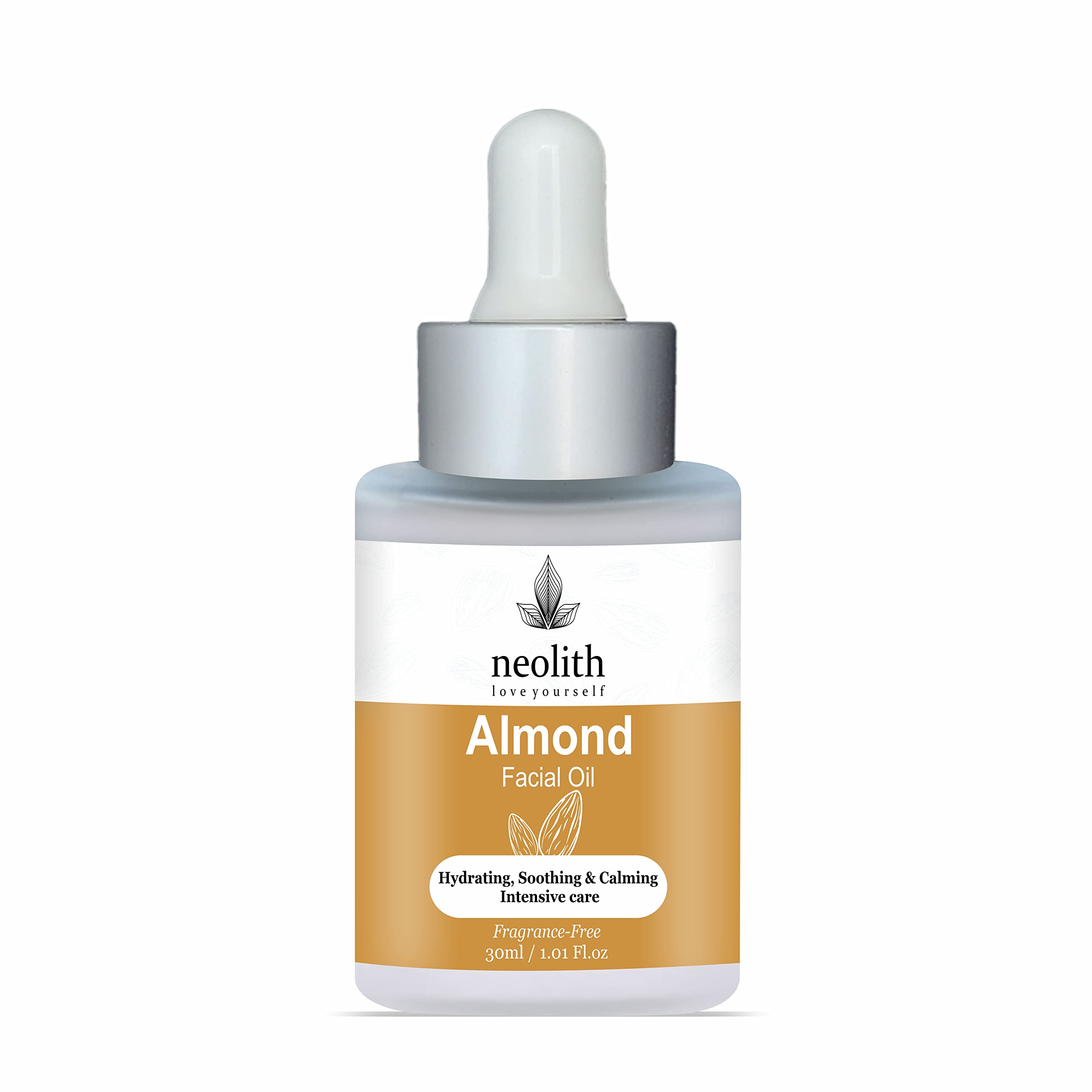 Neolith Almond Facial Oil, Fragrance Free | Hydrating, Soothing & Calming Intensive Care Facial Oil (30ml)