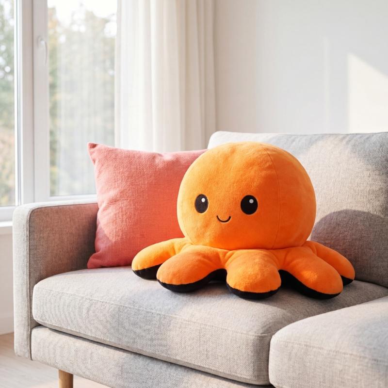 Dubbelzijdige Octopus Pluche Speelgoed Paars En Blauw Dubbelzijdige Flip Pluche Speelgoed Met Geborduurde Details Een Schattig Verzamelspeelgoed