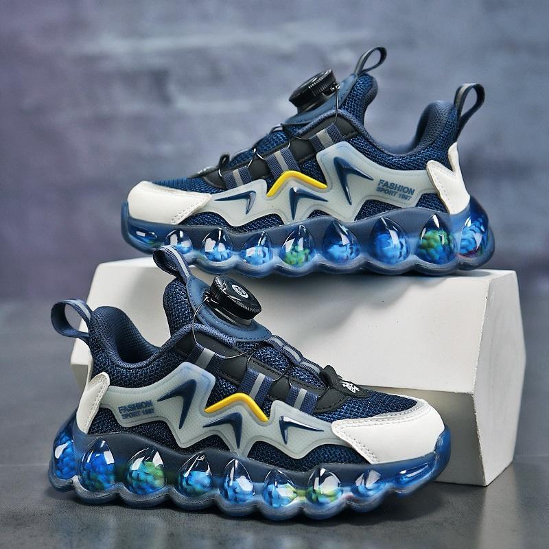 Summer Boys Sports Shoes Kids Sneakers Boys Breathable Mesh Trendy Shoes With Rotating Button Ideal For Active Children