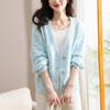 Spring and Autumn New V-Neck Gentle Wind Knitted Cardigan Twist Fashion Sweet Loose Sweater Women's Jacket Women's
